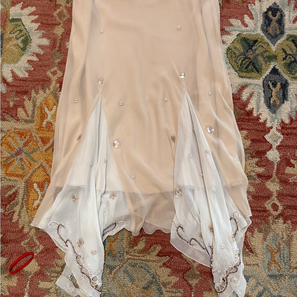 Together Cream and White Maxi Skirt with Embellishments